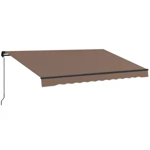 13' x 10' Retractable Awning, 280gsm UV Resistant Sunshade Shelter for Deck, Balcony, Yard, Coffee