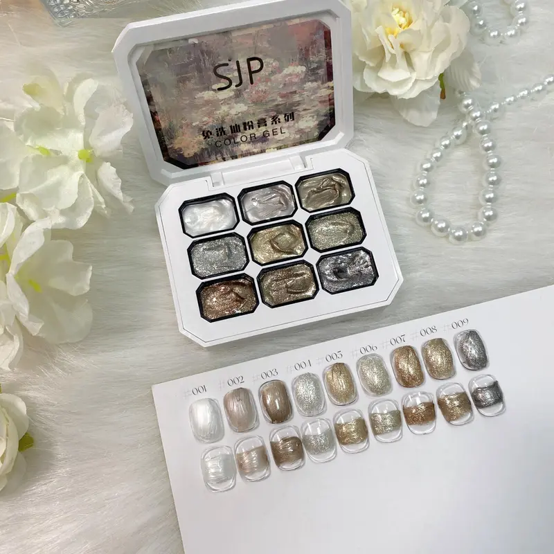 9 Color Wash-free Gradient Gel Nail Polish Chrome Effect Gel Chrome Finish, 1 Box High Saturation Fantasy Color Nail Polish, Versatile Application for Ombre Or Solid Colors, Nail Art, Nail Supplies, Nail Art Products