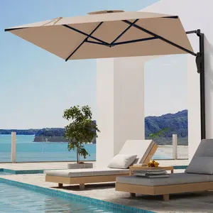 YODOLLA 10FT Wall Mounted Patio Umbrella, with 180-degree Rotation Sun Canopy, Market Umbrellas for Backyard Garden Pool Outside Deck