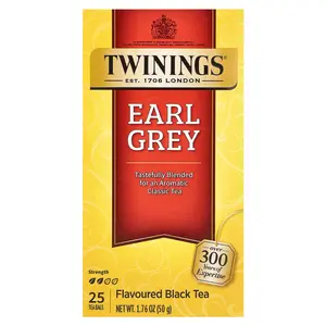 Twinings Flavored Black Tea, Earl Grey , 25 Tea Bags, 1.76 oz (50 g)