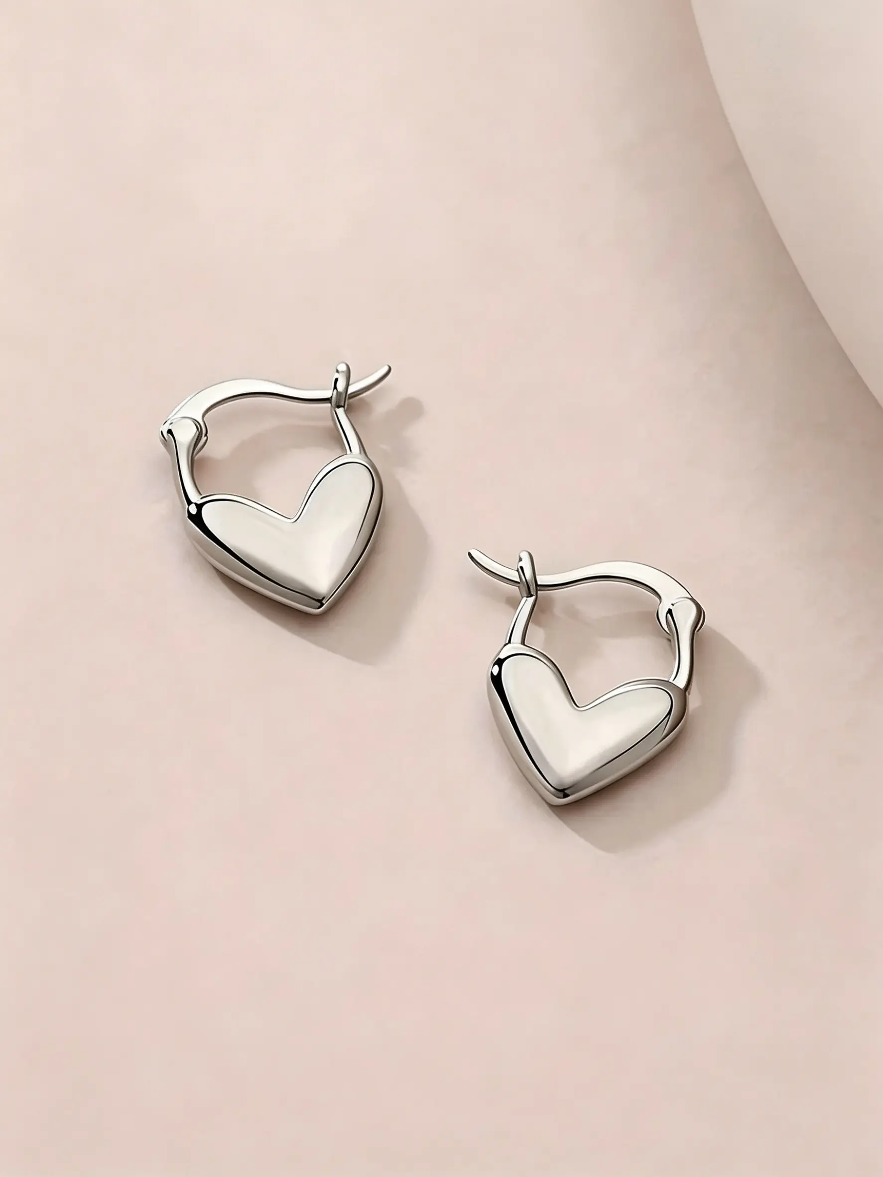 Pure Silver Heart Earrings for Women, Polished Heart Shape Ear Rings, Hypoallergenic High-End Jewelry, Perfect for Daily Events and Gifts, Versatile Earrings, Heart Shaped Earrings