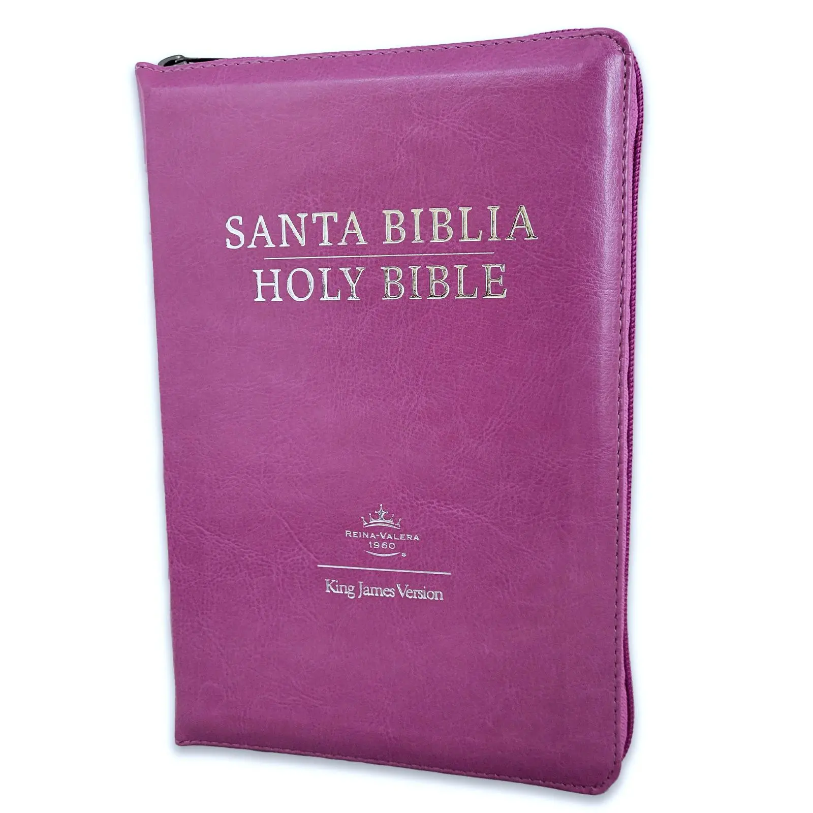 Bilingual Bible in Spanish & English with Zipper 8 point Reina Valera 1960 & King James Version Imitation Black Leather with Index