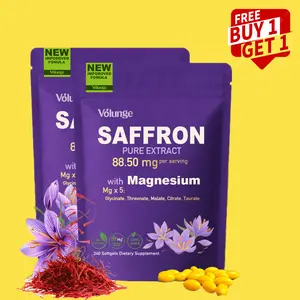Volunge Premium Saffron Extract 88.5mg with Magnesium Complex – Focus, Energy, Stress & Eye Support – Vegan, Non-GMO – 240 Softgels