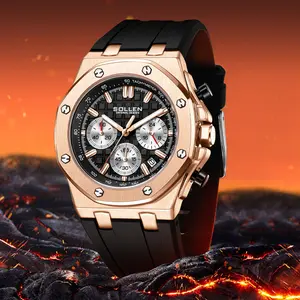 SOLLEN Men's Large Dial Date & Multi-Function Quartz Sports Chronograph Watch Water-Resistant Silicone Strap Perfect Gift for Christmas Birthdays Boyfriend Husband Valentine's Day Father's Day & Wedding 712