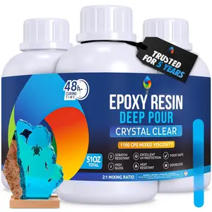 51Oz  Clear Deep Pour Epoxy  Kit with Pumps -  Safe & UV Resistant  for DIY, Art, River Table, , Flower, Mould Casting  Epoxy Kit - for Beginners & Pros