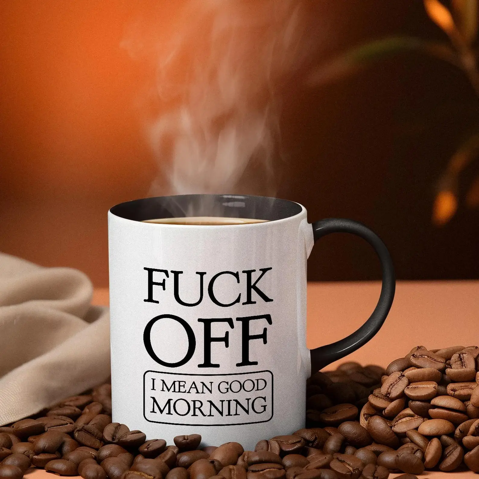 F#ck Off I Mean Good Morning Mug, Funny Sarcastic Coffee Cup, Offensive Gifts, Gag Gift for Friends, Coffee Meme, Coffee Lover Roommate Gift