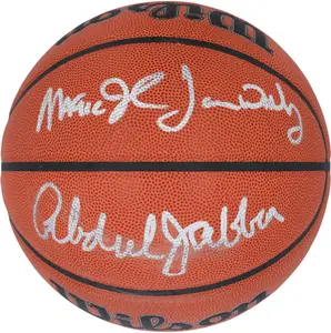 Kareem Abdul-Jabbar, Magic Johson and James Worthy Los Angeles Lakers Autographed Wilson Authentic Series Indoor/Outdoor Basketball - Fanatics Authentic Certified