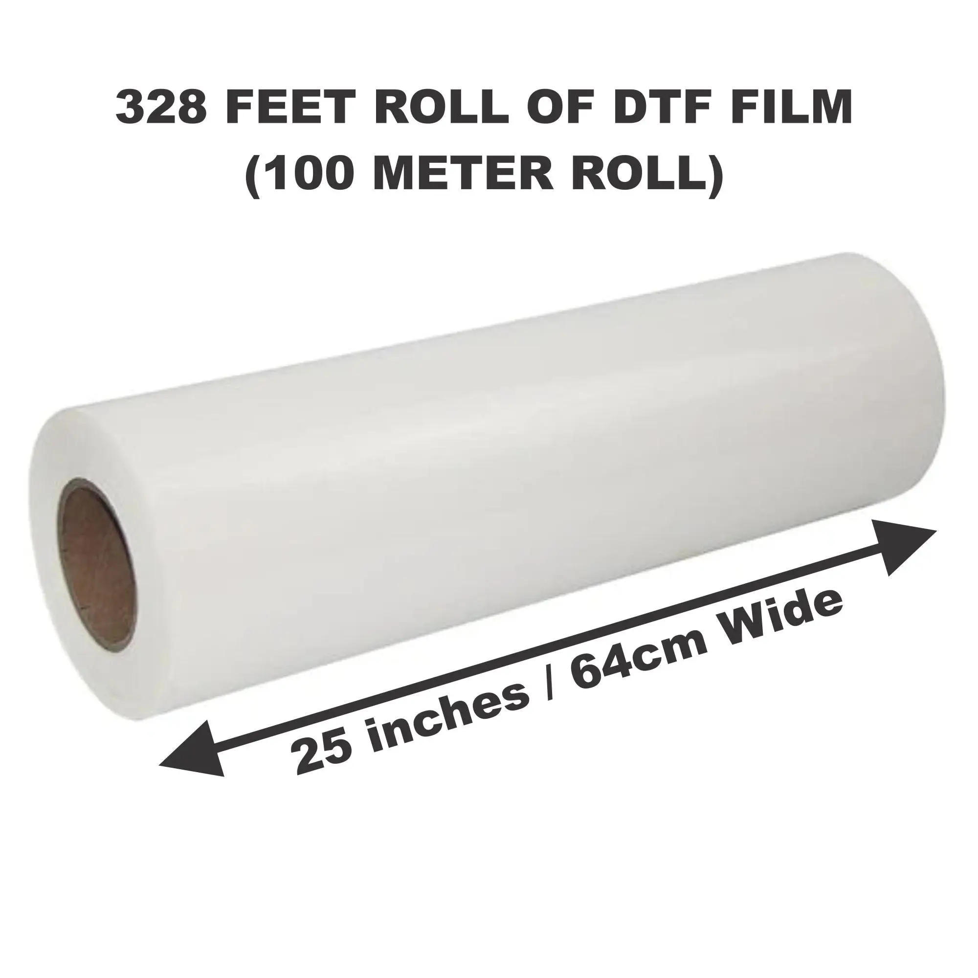 High Ink Absorbent 25" (64cm) x 328ft (100m) DTF Film Roll - Double Sided Instant Hot Peel