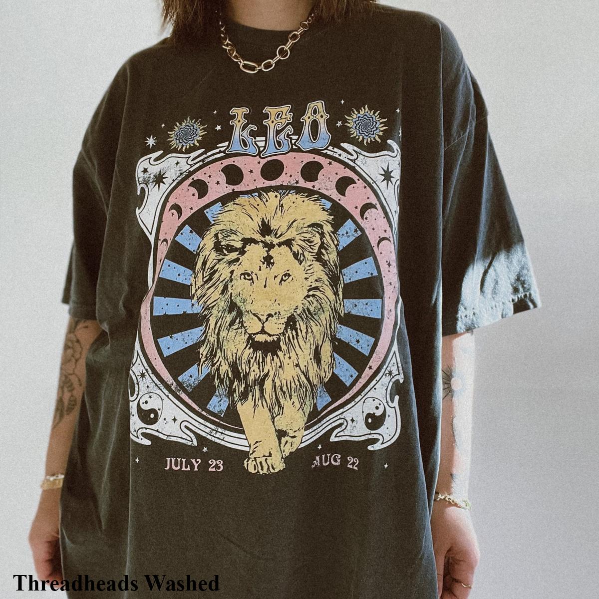 Comfort Colors [Full 12 Zodiac] Leo Zodiac Graphic Vintage Inspired Tee Top Womenswear Gift for Her
