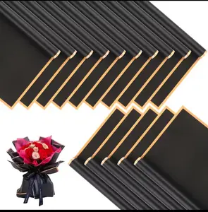 Korean Paper Lighter - Black with Gold Edges Papel Coreano for Floral Arrangements 20 Pieces per Pack Ideal for Crafting 22.50 x 22 Inches