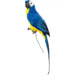 17.7 Inch Blue Artificial Birds Realistic Big Parrot with Lifelike Feathered Decor Ornament Model for Decoration Craft