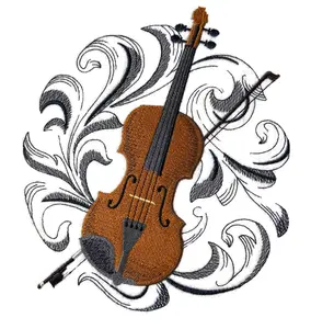 Musical Instruments [Violin with Baroque Background ][Custom and Unique] Embroidered Iron on/Sew patch (6.9" x 7.54") [Made in USA]