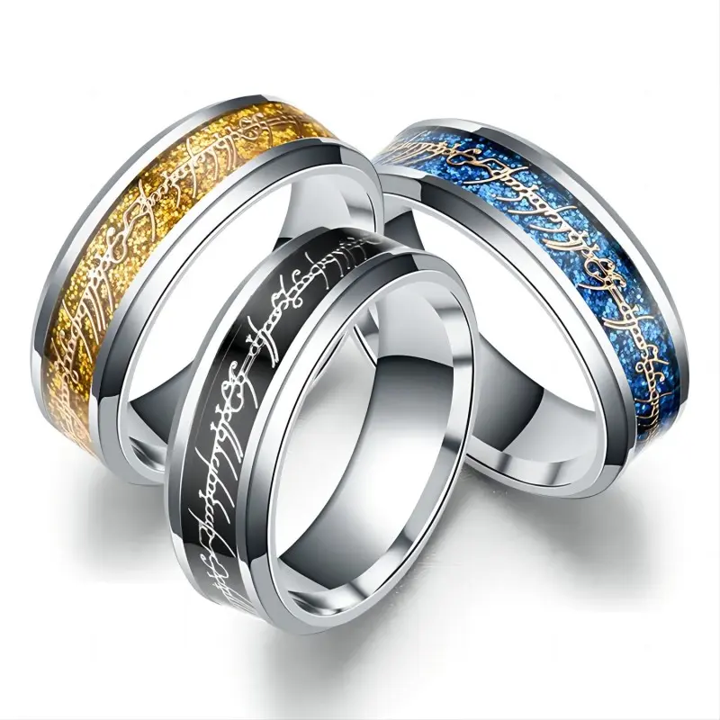 8MM Size 6 -13 Gold Plating Ring Band Wedding Engagement Cocktail Husband Father Gifts