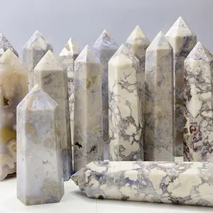 Blue Flower Agate Tower Energy Polished Healing Reiki Stone Home Decorations Quartz Crystals Intuitively Chosen Crystals