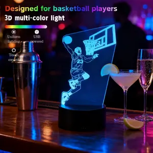 1pc 3D Basketball Dunk Night Light, Indoor Decorative Light, Touch Control USB Powered Table Lamp, 7 Color Gradient Effect, Modern Bedroom Decor Gift