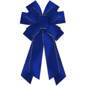 Large Christmas Wreath Bows, Royalblue Prussian Blue   Ribbon Bows for Wreath, Large Tree Topper Burlap Bows for Christmas  Indoor Outdoor Xmas Party Decoration Wreath Ornament Supplies