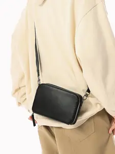 1pc Men's single shoulder crossbody bag with solid color zipper closure, fashionable and versatile, casual, simple and exquisite, suitable for daily commuting, gatherings, shopping, men's single shoulder crossbody bag