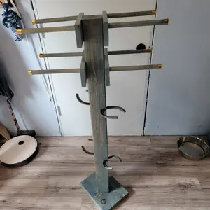 4 Cowboy Hat & 4 Boot Tree Rack Hybrid Western Organizer Rustic Wooden Hat & Boot Stand Functional Entryway Display Handcrafted in USA 48" Tall 10" Deep 11" Floor Space