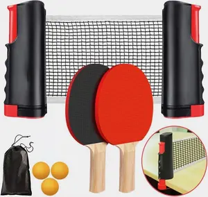 Table Tennis Complete Set Kit - 2 Sports Rackets, Retractable Net, Table Tennis Balls, Portable Carry Bag for Compact Indoor-Outdoor Use