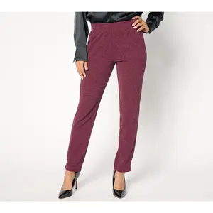Isaac Mizrahi Live! Petite Sparkle Pebble Crepe Slim Straight Pants
