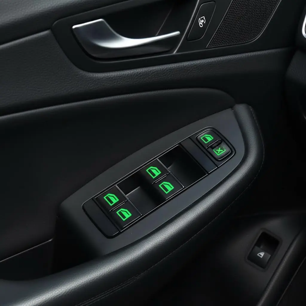 Car Window Lift Button Glow Stickers Night Glow Interior Decor 2-Piece Set Automotive Style Decals