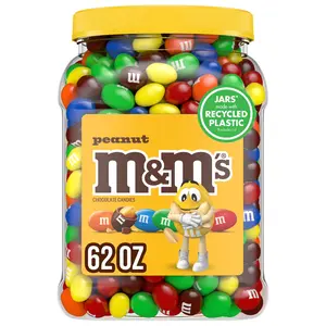 M&M'S Peanut Milk Chocolate Candy 62 oz Snack Bonbon Dessert with Tasty Peanut and Milk Chocolate Flavor Perfect for Sharing Generous Size for Parties and Gifting