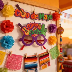 Mexican Theme Party Decorative Glasses, Colorful Festival Photo Props, Lightweight Durable Guitar Cactus Design, May Fifth Day Market Good Item