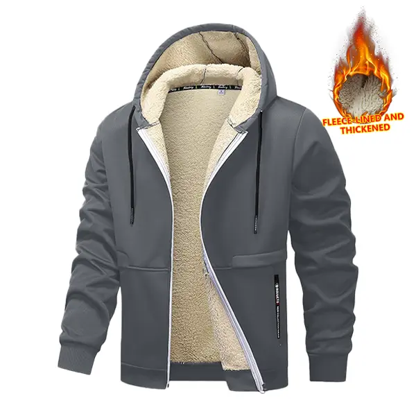 Men's Thickened Jacket Loose Fit Shearling Sweatshirt Workwear for Construction Site Laboratory Wear Men Durable Autumn Winter 100% Polyester Fabric Warm Casual Hooded Top