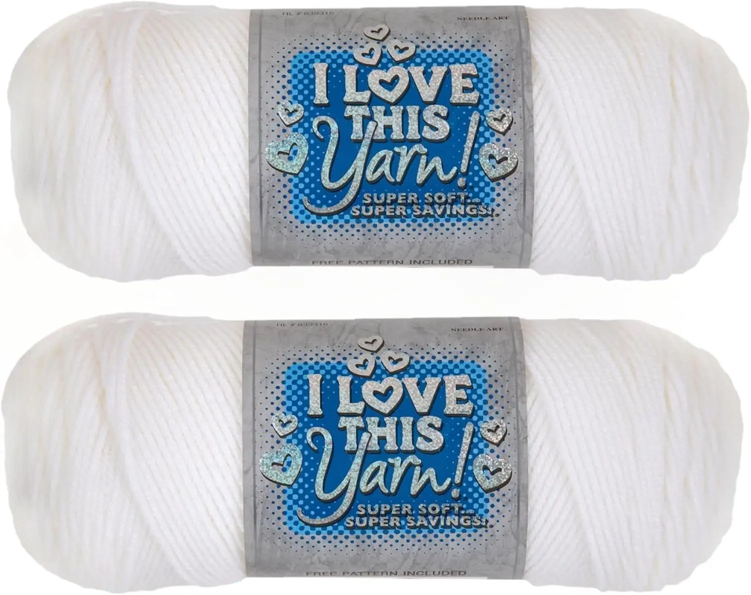 Hobby Lobby I Love This Yarn, 100% Acrylic, 10 White, Set of 2 | 4 Medium Weight, 355 Yards Per Skein, For Crocheting & Knitting Gift