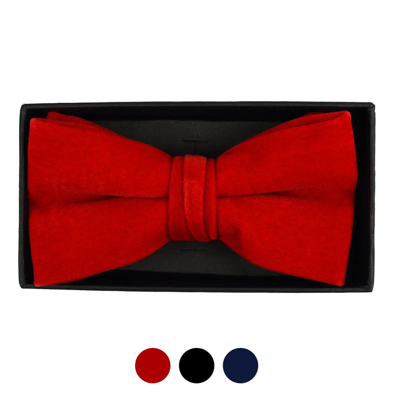 Men's Solid Black Velvet Bow Tie - Pre-Tied Banded Polyester Neckwear, Stylish Boxed Accessory for Formal Occasions, Bow Tie Design
