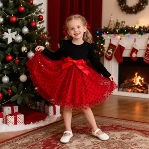 2025 New Polka Dot Dress for Fashion Children's 3-8 Years Spring Autumn Long Sleeves Princess Dress Girls Winter Birthday Party Clothes