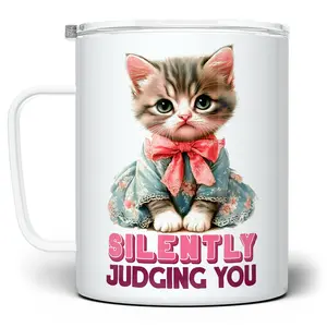 LOFTIPOP Silently Judging You Cat Mug, Sassy Sarcastic Cat Lover Gift Cup, Designed and Printed in the USA by Loftipop