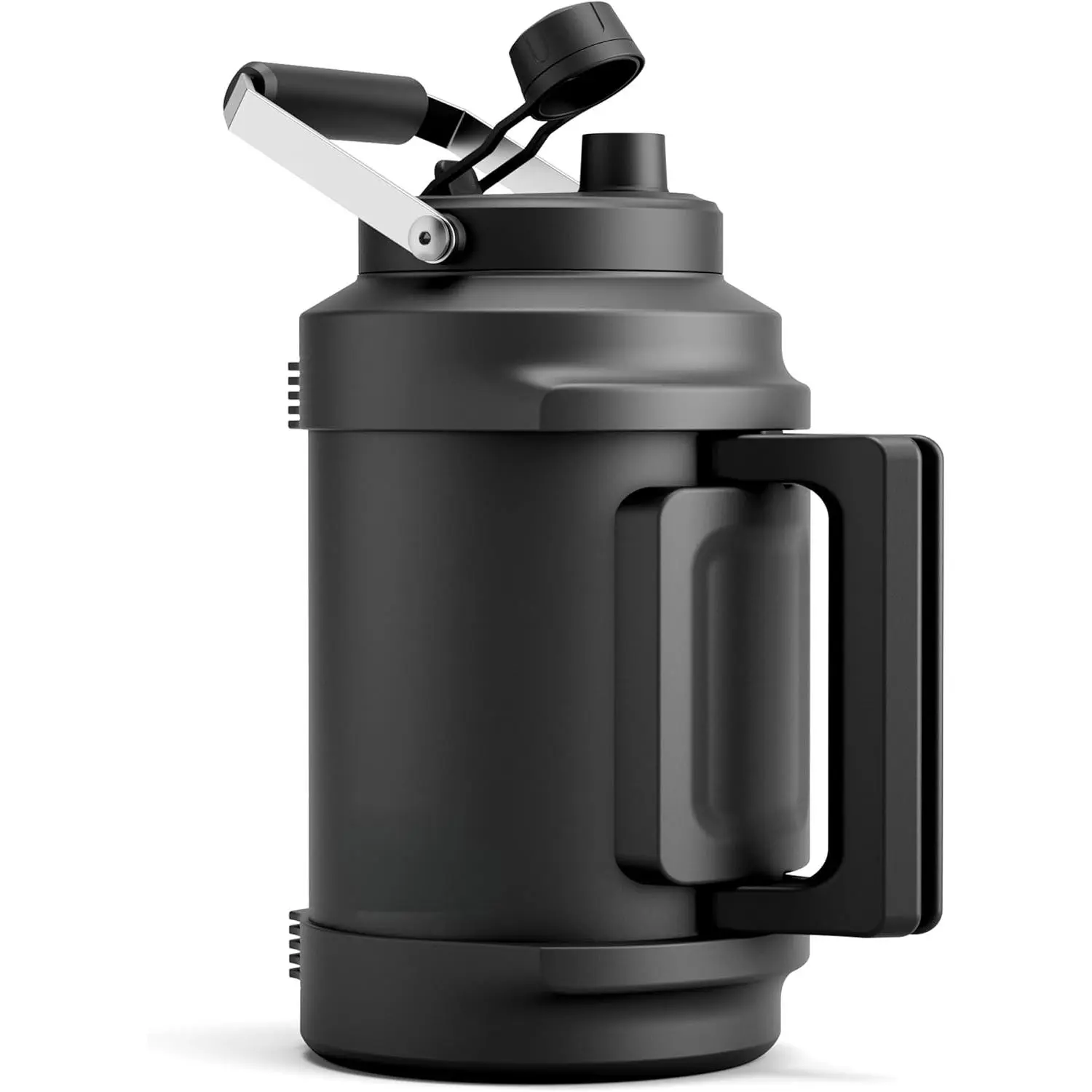 64 oz Insulated Water Bottle for Gym: 2-in-1 Straw Spout Lid, Dual Handle, Leakproof, Keep Cold 36H, Half Gallon Stainless Steel Water Jug for Travel, Hiking, Cycling, Park, Workout, Picnic (Midnight)