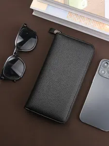 Men's Card Holder Organizer, Commute Minimalist Style, 19.8cm Fits 8 Cards + Phone + Coins, Zipper Anti-Drop Compartment, Travel Gift, Minimalist Wallets