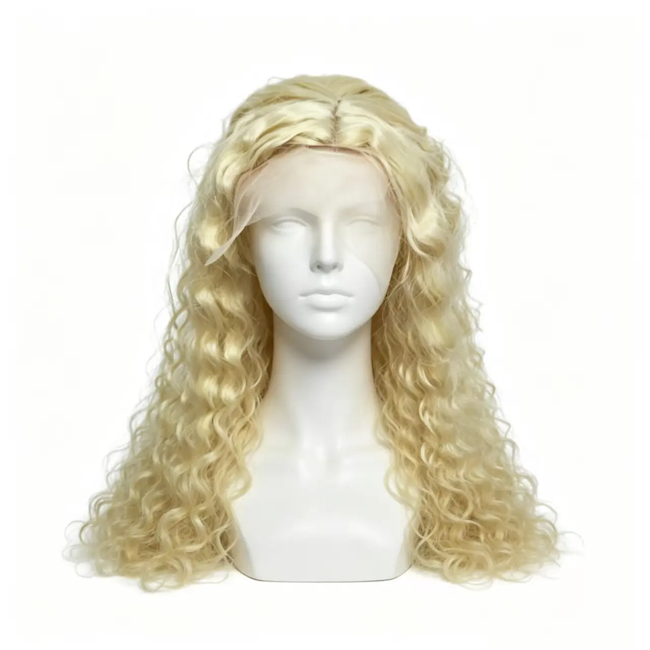 613 Honey Blonde Color  Lace  Wig Water Simulated scalp Curly HD Transparent BraziliaFrontaln Remy Loose Deep Wave Front Synthetic fiber Hair Wig, 613 Wig, Blonde Wig