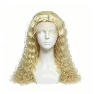 613 Honey Blonde Color  Lace  Wig Water Simulated scalp Curly HD Transparent BraziliaFrontaln Remy Loose Deep Wave Front Synthetic fiber Hair Wig