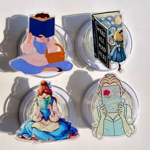 Book Lover Character Phone Grip Set – Reading Girl & Classic Literature Pop Socket – Booktok Aesthetic Gift