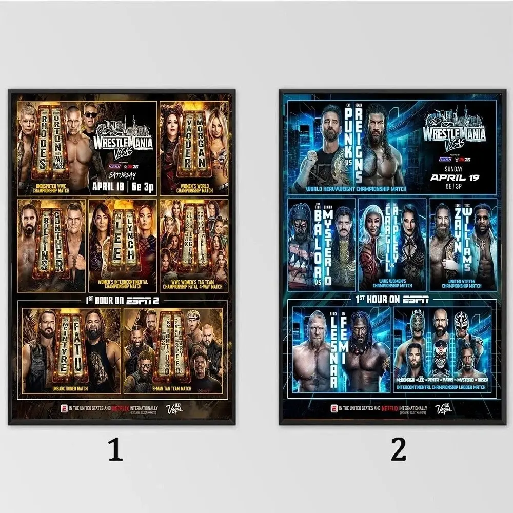 WWE Reveals Match Cards for Night 1 and Night 2 of WrestleMania 42 Poster ( Unframed-Print Only )