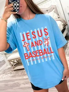 Jesus and Baseball T-Shirt, Christian Sports Mom Tee, Faith Game Day Outfit, Christian Baseball Mom Shirt, Jesus Cross Sports,Country Lifestyle Graphic Tee, Southern Boy Shirt, Family Matching Outfit, Trending Shirt, Y2K Clothing, Youth Clothing