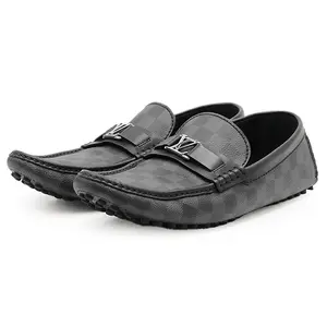 Pre-owned Louis Vuitton Other Small Leather Goods Hockenheim Line Damier Graphite Leather Loafers