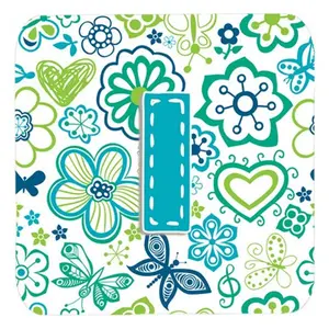 Carolines Treasures  Letter I Flowers And Butterflies Teal Blue Foam Coasters- Set Of 4
