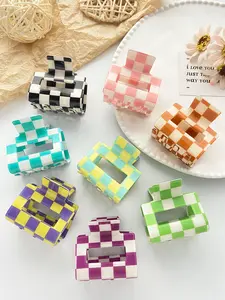 Checkerboard Pattern Hair Claw, Casual and Versatile Hair Accessories for Women, Minimalist Headwear Suitable for Thick Hair, Hair Clip Set, Hair Claws Set