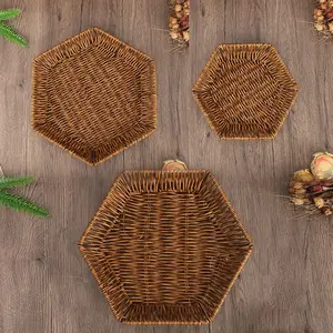 Living Room Home Woven Storage Basket, Remote Control Holder, Decorative Vintage Braided Basket, Suitable for Dining Room, Bedroom, Kitchen, Office