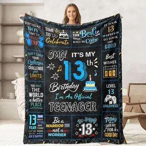 Birthday Gifts Ideas for 13 Year Old Boy, 13-Year-Old Boy Birthday Gifts, Cool Bday Presents for 13 Yr Old Boys, 13th Bday Decorations Gaming Throw Blanket 50"X60"