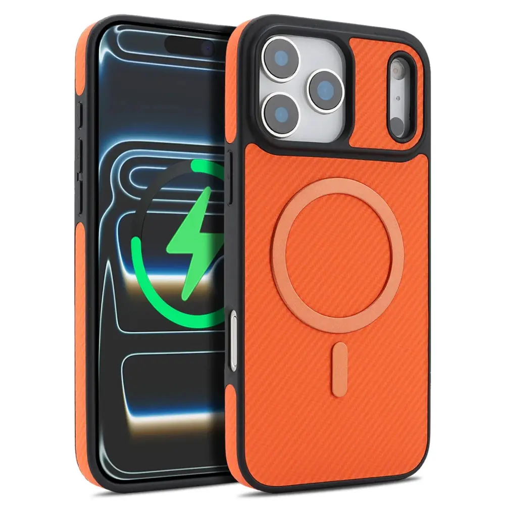 KR Carbon™ Magnetic Leather Smartphone Case, Protective Cellphone Casing for Mobile Phone Accessories, Cover