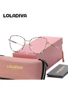 LOLADIVA Unisex Lightweight Elegant Full Frame Plano Glasses Boosting Approachability Cat Eye Frame Plano Glasses