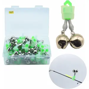 40 pcs Fishing Pole Copper Catfish Bells Clamp on  Rods Tips ,Screw in/Thread on/Clip on Poles with Fishing Glow Sticks ,Fishing Strike Alert Glow Stick Bite Alarm(40pcs Fishing Bells)