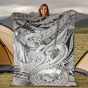 Aloha King Kamehameha Special Edition Polynesian Tribe Premium Blanket, Gift Flannel Throw for All Seasons, Soft & Cozy Home Decor
