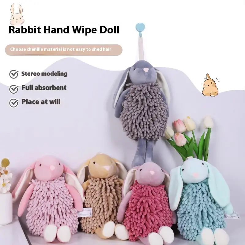 1-Piece Bunny-Shaped Microfiber Hand Towel, Cute Wall-Hanging Bathroom Accessory, Soft Skin-Friendly Absorbent Quick-Drying Towel for Kitchen Bathroom Use, Home Essential Graduation Gift