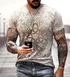 Viking Tattoo 3D Printing T-Shirt Men's Fashion Street Hip Hop Viking Pattern Short Sleeve Tops Funny Women Kids T shirt Summer
